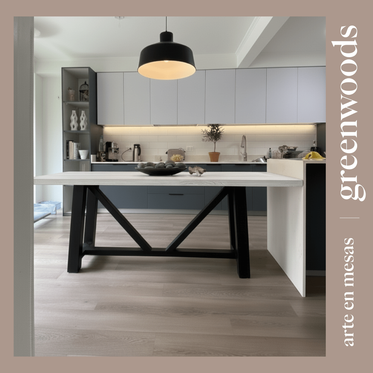 Mesa comedor madera y fierro industrial modelo Viena - | Greenwoods Chile